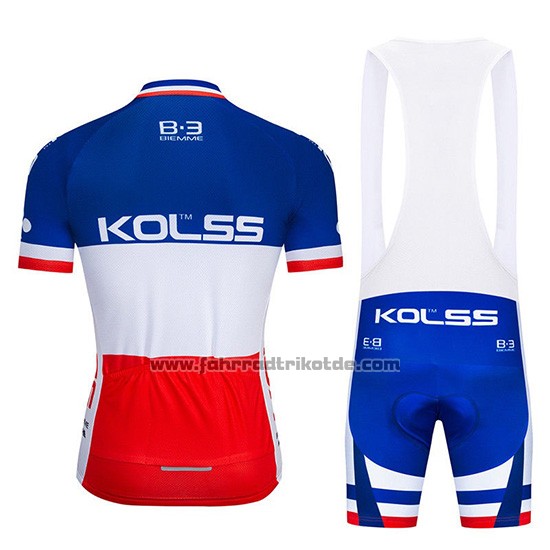 2019 Fahrradbekleidung Kolss Champion Frankreich Trikot Kurzarm und Tragerhose